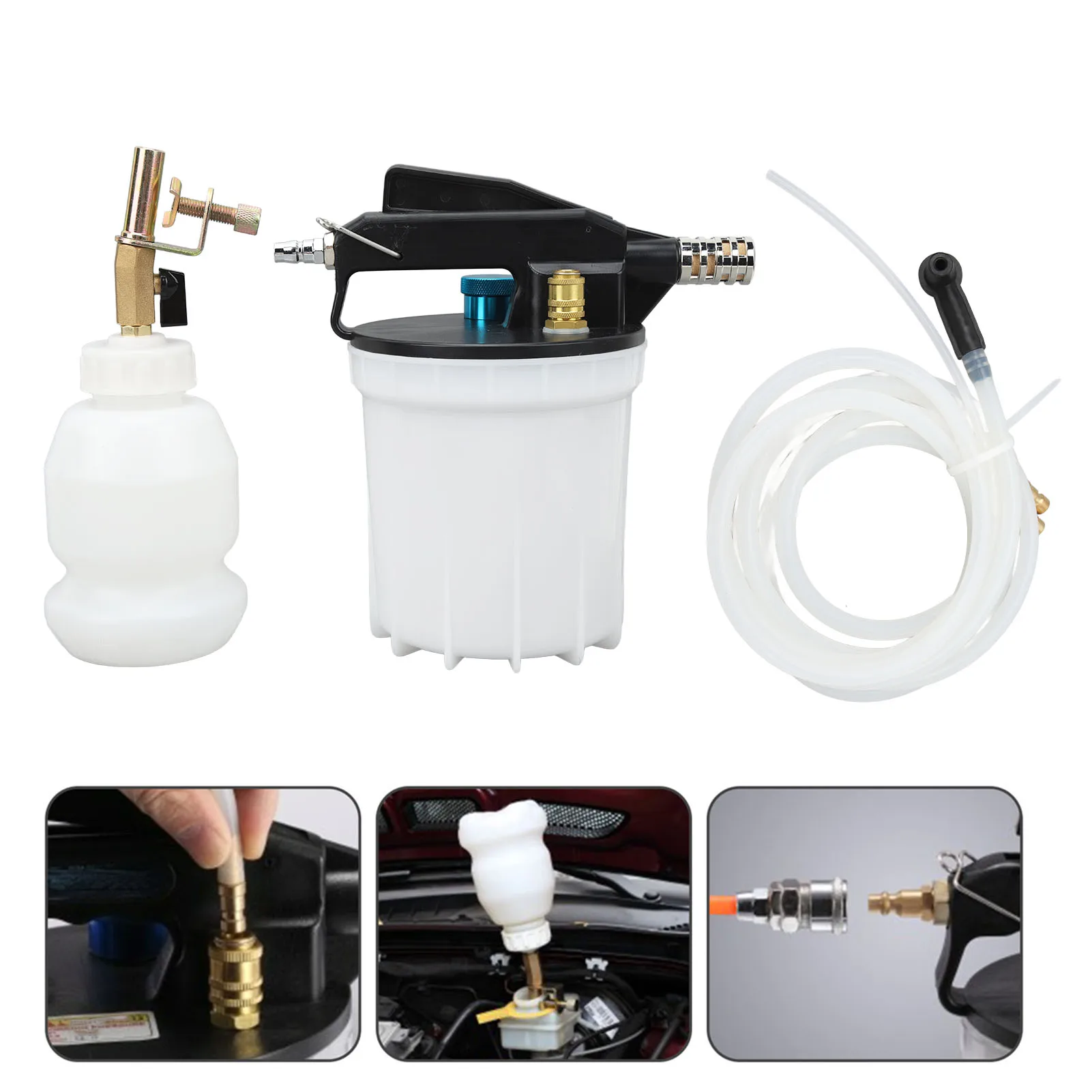 

Air Brake Bleeder Kit Quiet Work 40in Hose Pneumatic Fluid Extractor Tool with 1L Refill Bottle for Vehicles