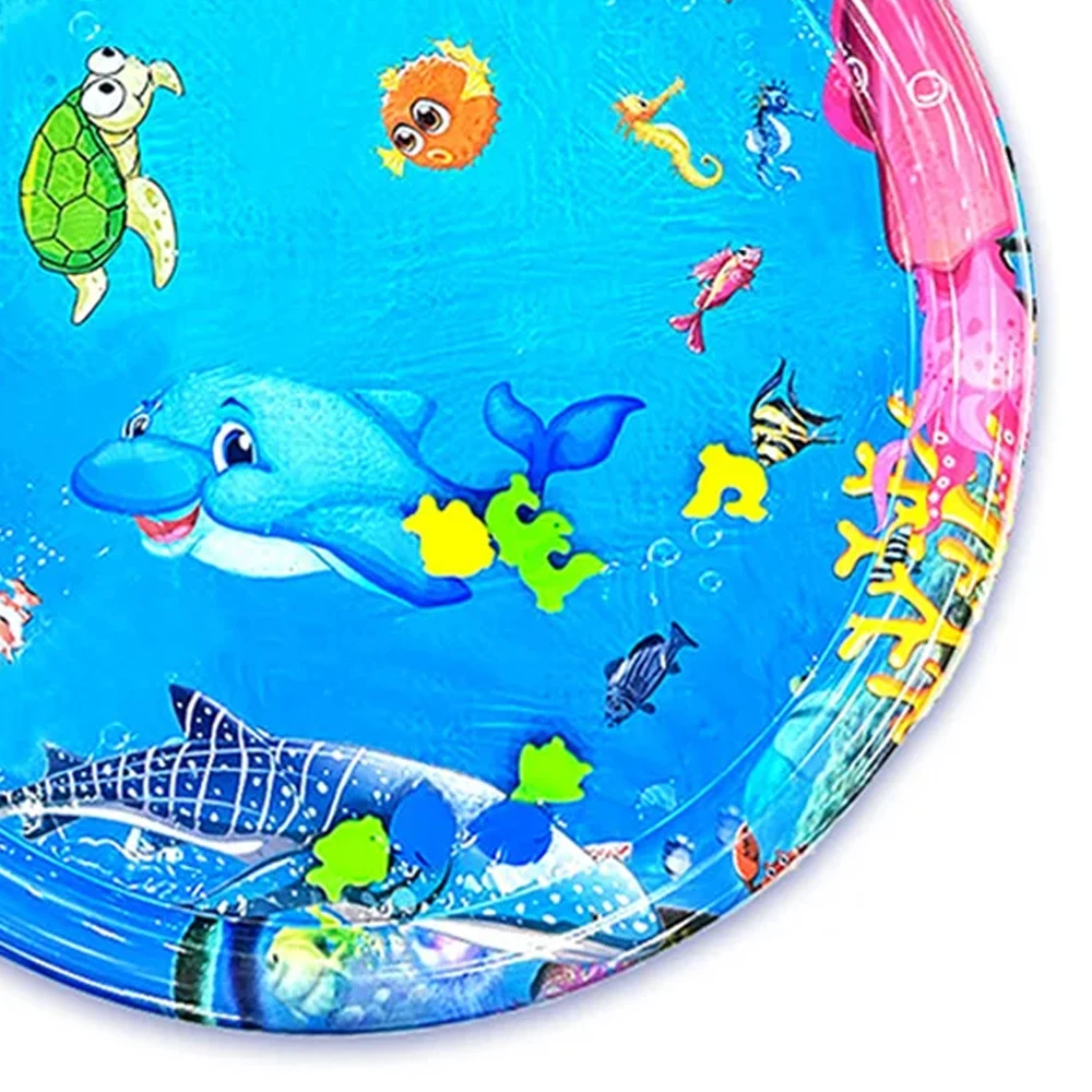 1pc Large Round Dolphin Play Water Pad 96cm/37.8 pollici Tummy Time Baby attività all'aperto gioca con il tappetino per gattonare l'acqua