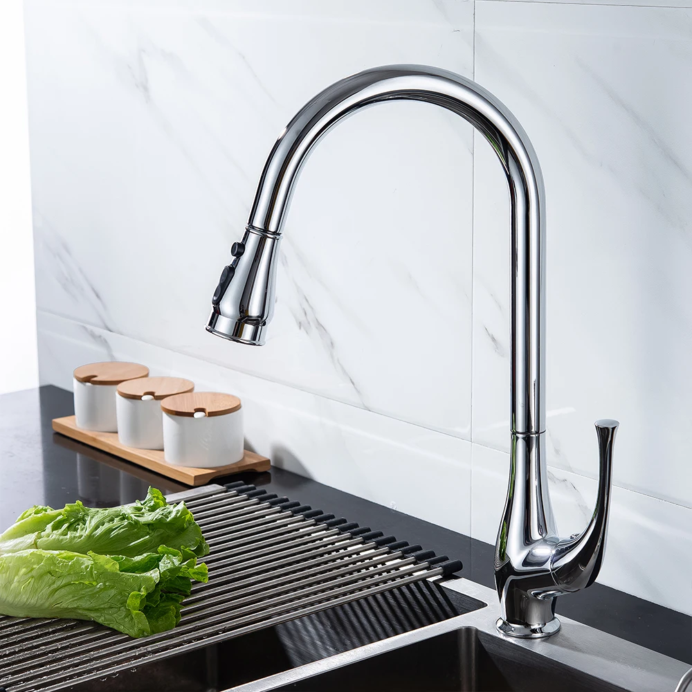 

SKOWLL Kitchen Faucet with Pull Down Sprayer MultiFunction Single Hole Bar Faucet Modern Vessel Sink Faucet Mixer Tap 8011