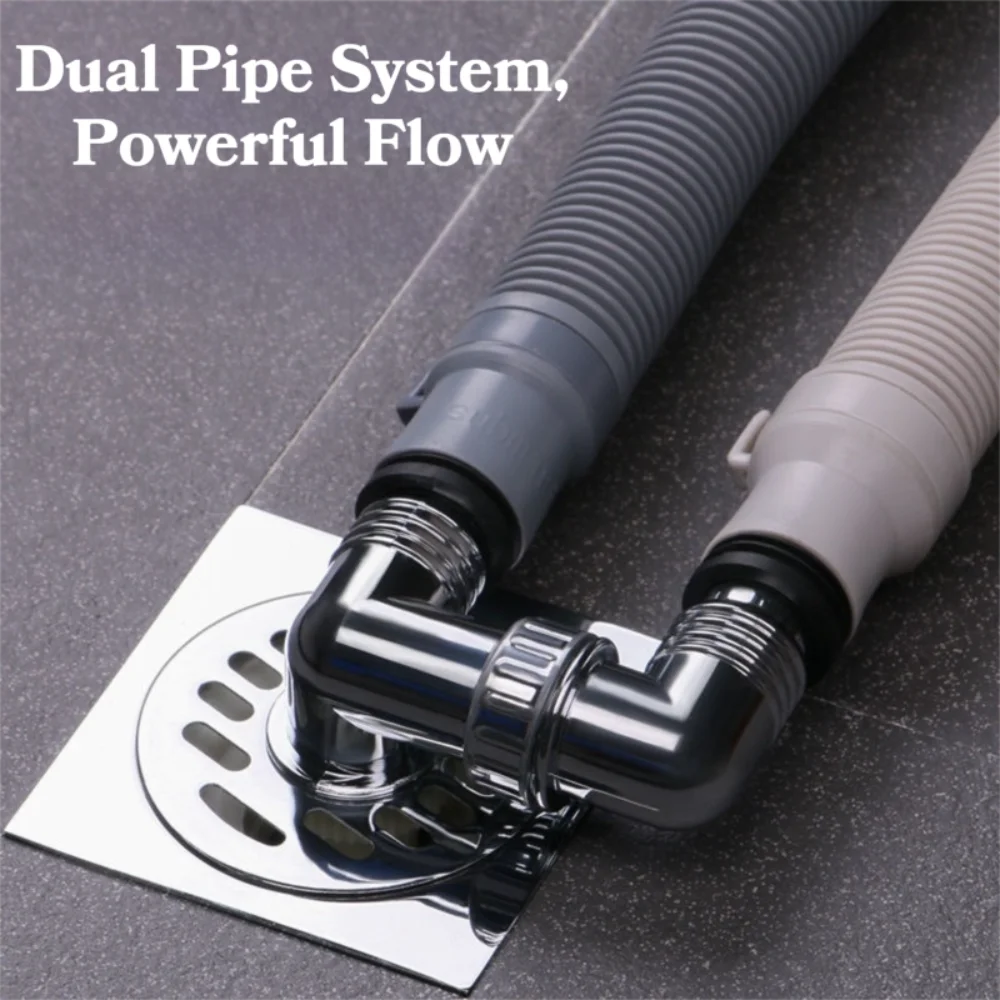 Plastic Washing Machine Drain Cover 2-In-1 Odor-Proof Drain Connector Adapter Overflow-Proof Three-Way Universal Drain Adapter