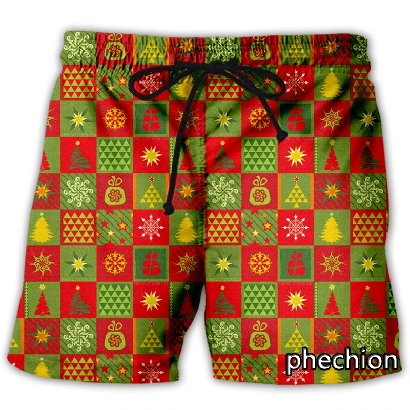 phechion New Men/Women Christmas Pattern 3D Printed Casual Shorts Fashion Streetwear Men Loose Sporting Shorts A05