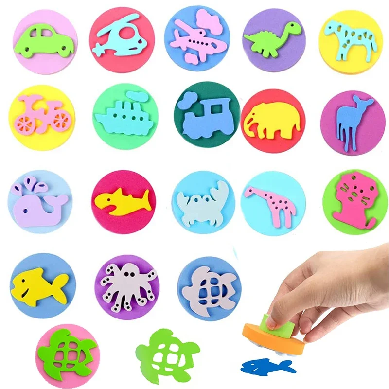 

DIY Various Shape Art Painting Sponges EVA Foam Paint Stamper Drawing Kids Toddlers Early Learning DIY Crafts Animal Face Seals