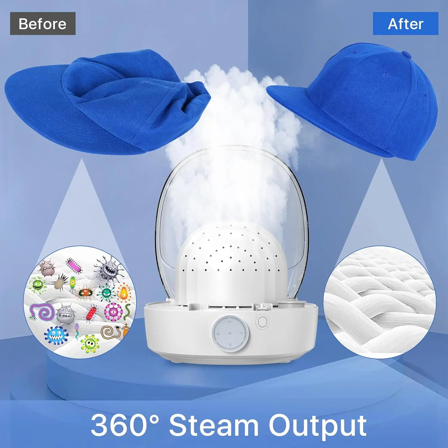 Automatic Cap Cleaner with steam and Dry,steam Cleaning&Ironing and Drying for Bucket hat Baseball Cap and so on