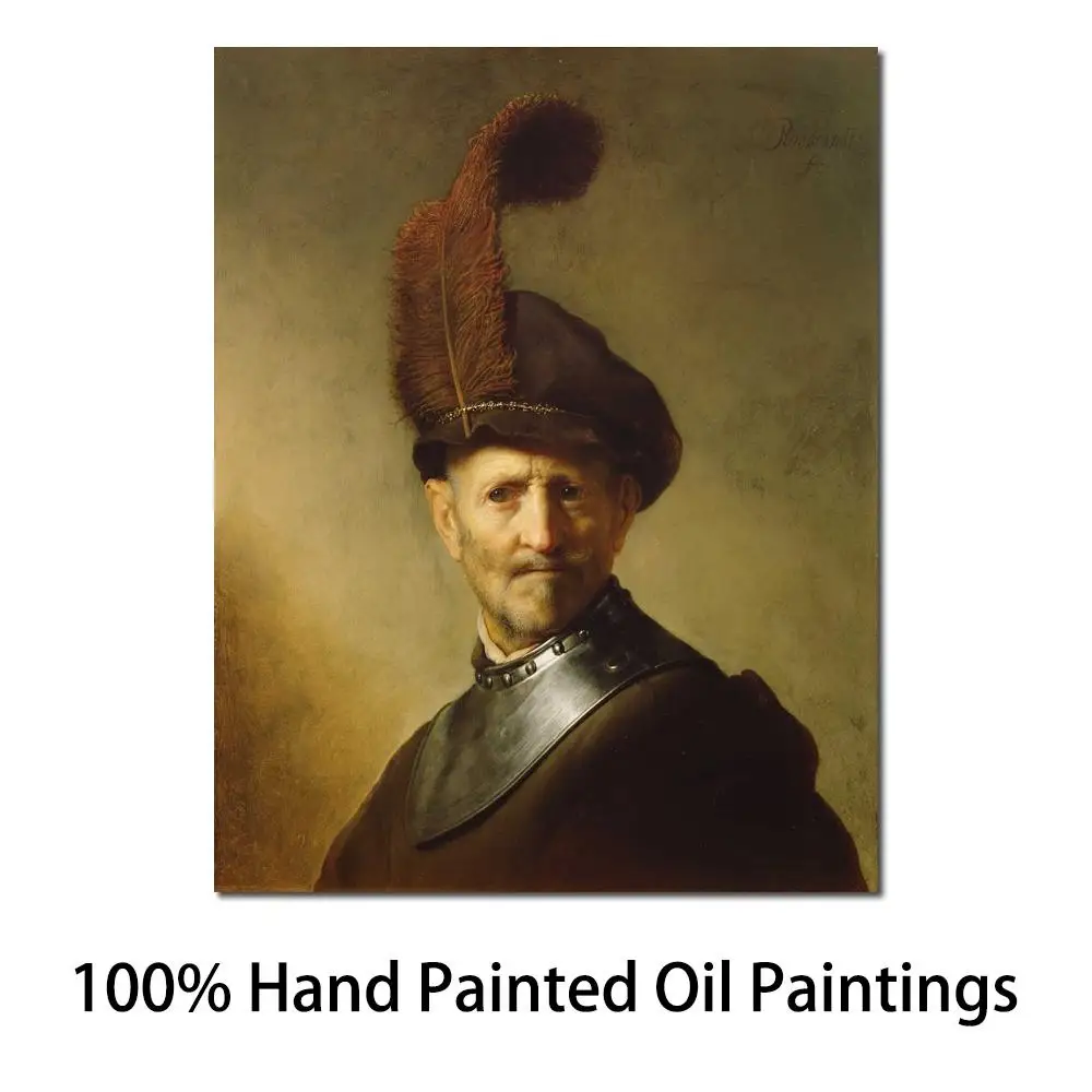 An Old Man in Military Costume by Rembrandt Van Rijn Paintings for Sale Home Decor Hand Painted High Quality