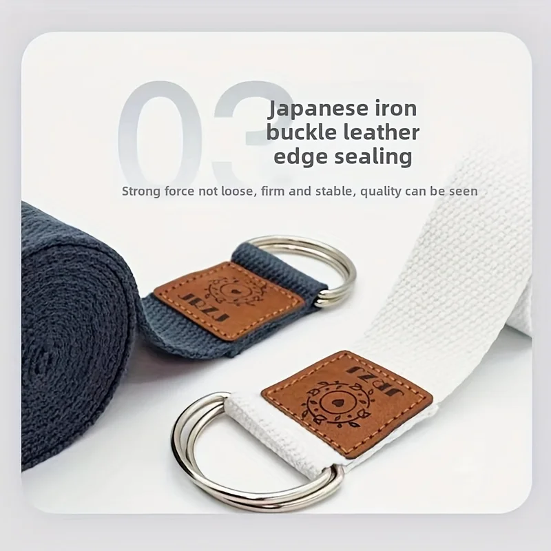 Leather Label Yoga Stretching Strap for Fitness, Open Shoulders Back, Dance-Fitness Accessories with Metal Ring,Great for Stretching, Yoga