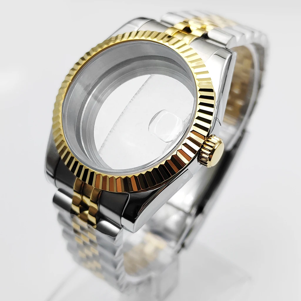 Золотые часы с сапфировым стеклом из нержавеющей стали для NH35 NH36 ETA2824 2836 Miyota8215 8205 821A PT5000 ST2130