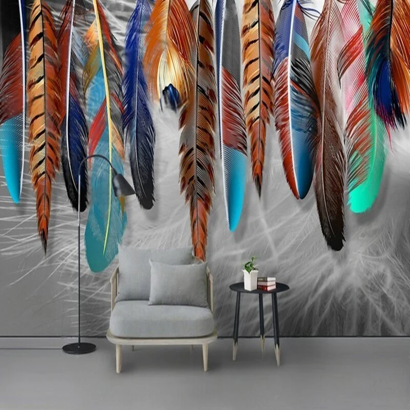 Modern Creative Clear Feather Art Hand-Drawn Luxurious And Fashionable Romantic Silhouette Wall Sticker Decoration Background