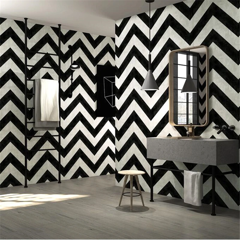 Nordic Black and White Striped Wallpaper Simple Geometric Lines Bar Living Room Background Walls Industrial Style Wallpapers