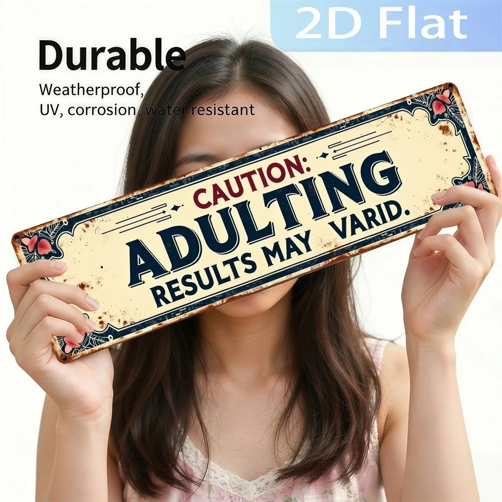 Customizable Caution Adults Only Results May Vary Sign 2D Flat 3.94x15.75in Elegant Font Kitchen Easter Wall Decor Only Indoor O