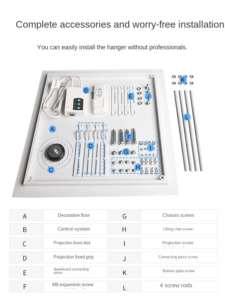 Muyu Projector Electric Lifting Hanger Intelligent Voice Remote Control Lifter Accessories Projection Electric Hanger Assembly