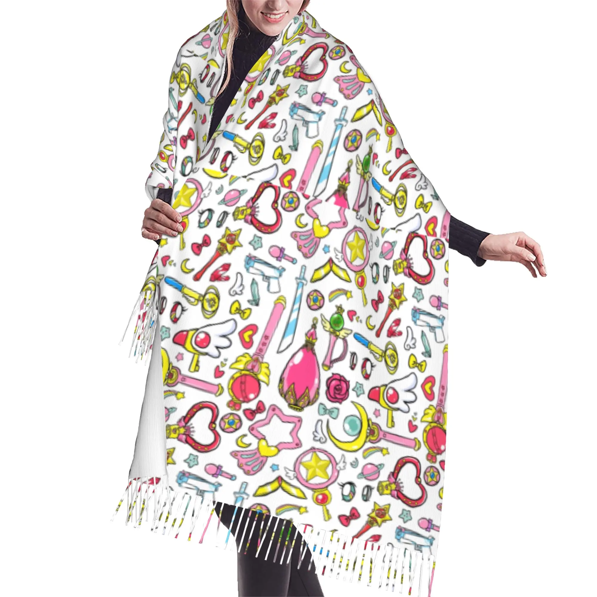 Customized Print Sailored Manga Anime Mooned Scarf  Men Women Winter Fall Warm Scarves Usagi Tsukino Shawls Wraps