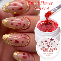 LILYCUTE 8ml Red Dried Flower Gel Nail Polish Gold Foils Effect Natural Floral Paint Gel Nail Art Soak Off Semi Permanent UV Gel