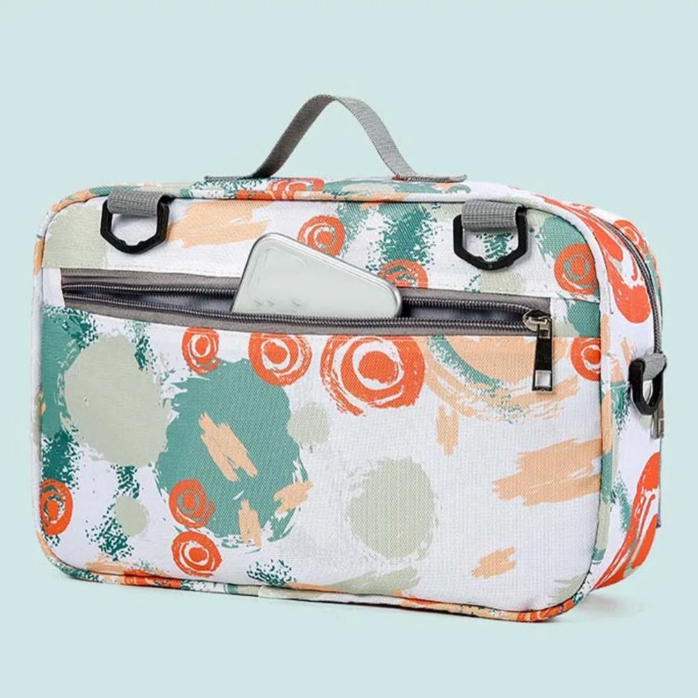 Bolsa de armazenamento de fraldas macia, 2 tamanhos, grande capacidade, nylon, organizador de transporte de mamãe, impresso, grosso, carrinho de bebê, bolsa suspensa ao ar livre