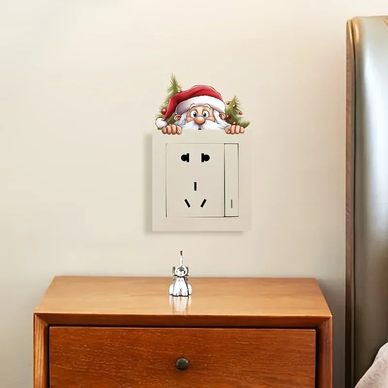 1pc Peeking Santa Christmas Car Motorcycle Sticker Cute Festive Vehicle Decal for Auto Exterior Decoration