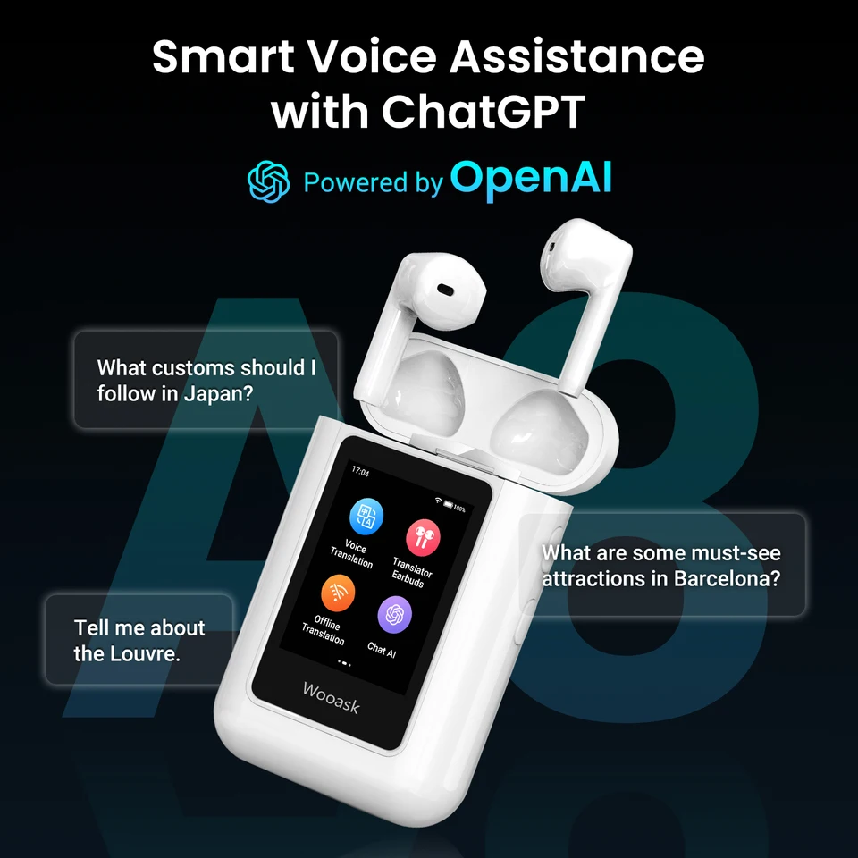 Wooask [A8] 翻訳イヤホン、Chatgpt 強化 144 言語翻訳デバイス