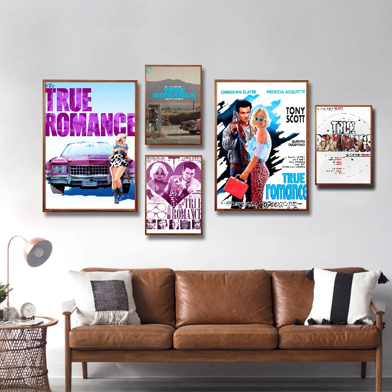 90s Classic Movie True Romance Tarrantino Film Poster Self-adhesive Art Waterproof Paper Sticker Coffee House Room Wall Decor