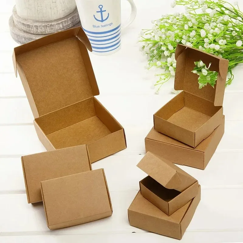 50/100pcs Mulit-size Black Kraft Paper Box Airplane Style Craft Gift Boxes Packaging Candy Box Present Carton Box