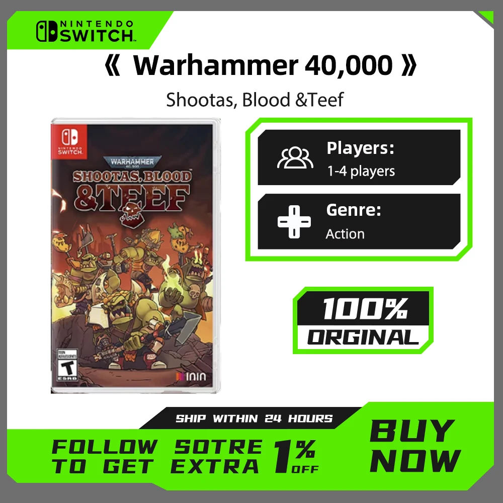 Warhammer 40,000: Shootas, Blood Teef - Nintendo Switch Game Deals Cartridge Physical Card Support TV Tabletop Handheld Mode