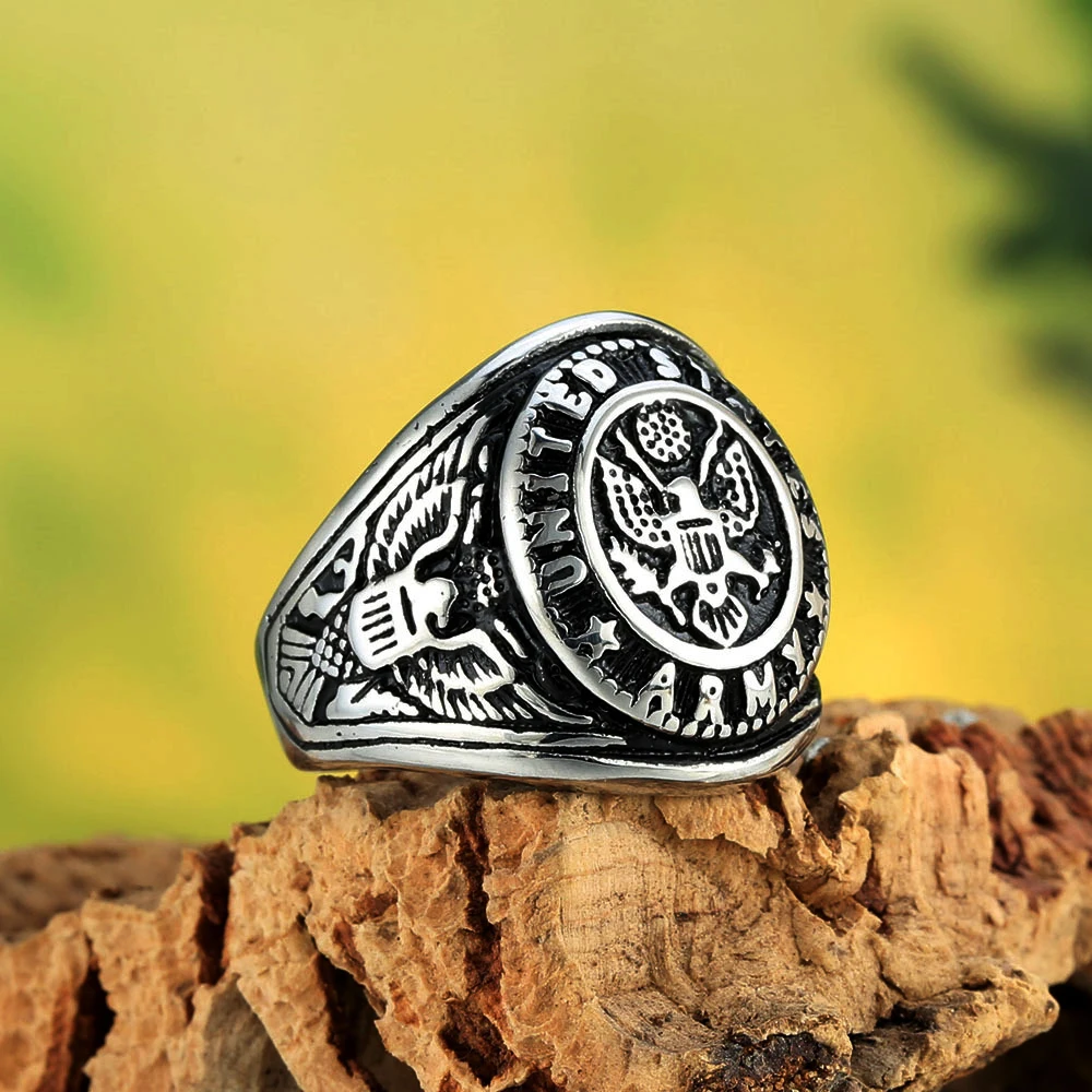 Vintage U.S. Army Eagle Rings for Men Stainless Steel U.S. Army Ring Marine Corps Badge Ring Fashion Jewelry Gift Dropshipping