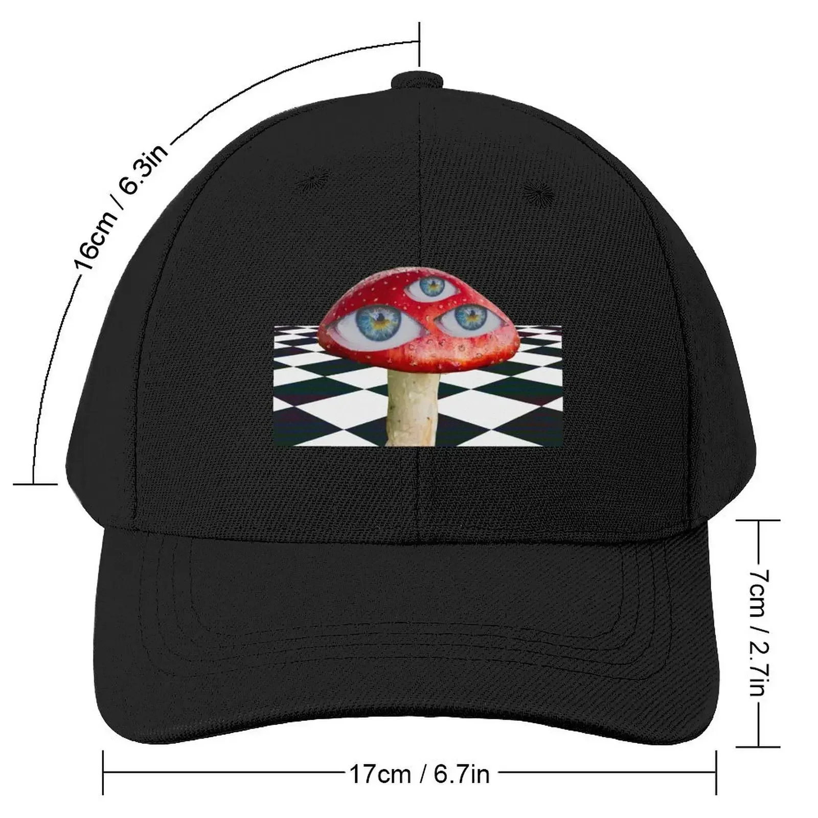 Dreamcore Weirdcore Aesthetics Mushroom Eyes Checker Floor V2Cap Baseball Cap custom Hat beach hat sun hat Icon Female Men's