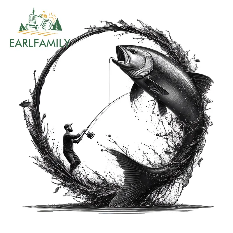 EARLFAMILY Catfishing Grauton Autoaufkleber, wasserfest, JDM-Aufkleber, geeignet für Motorrad, Skateboard, Tumbler, Windschutzscheibe, Laptop