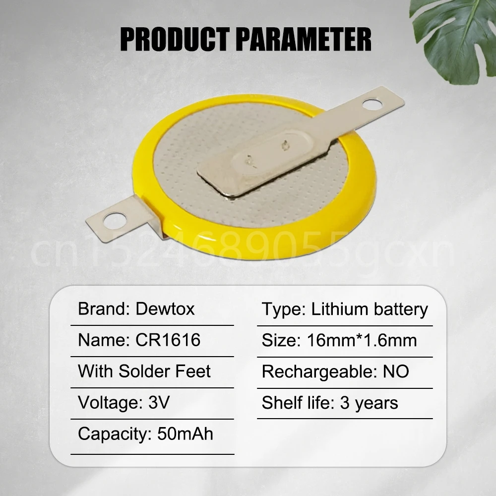 CR1616 بطاريات خلية زر ، 3 فولت ، 2 قدم لحام ، دبابيس لحام ، 50mAh ، 1616 ECR1616 ، LM1616 عملة البطارية ، 1-20 قطعة