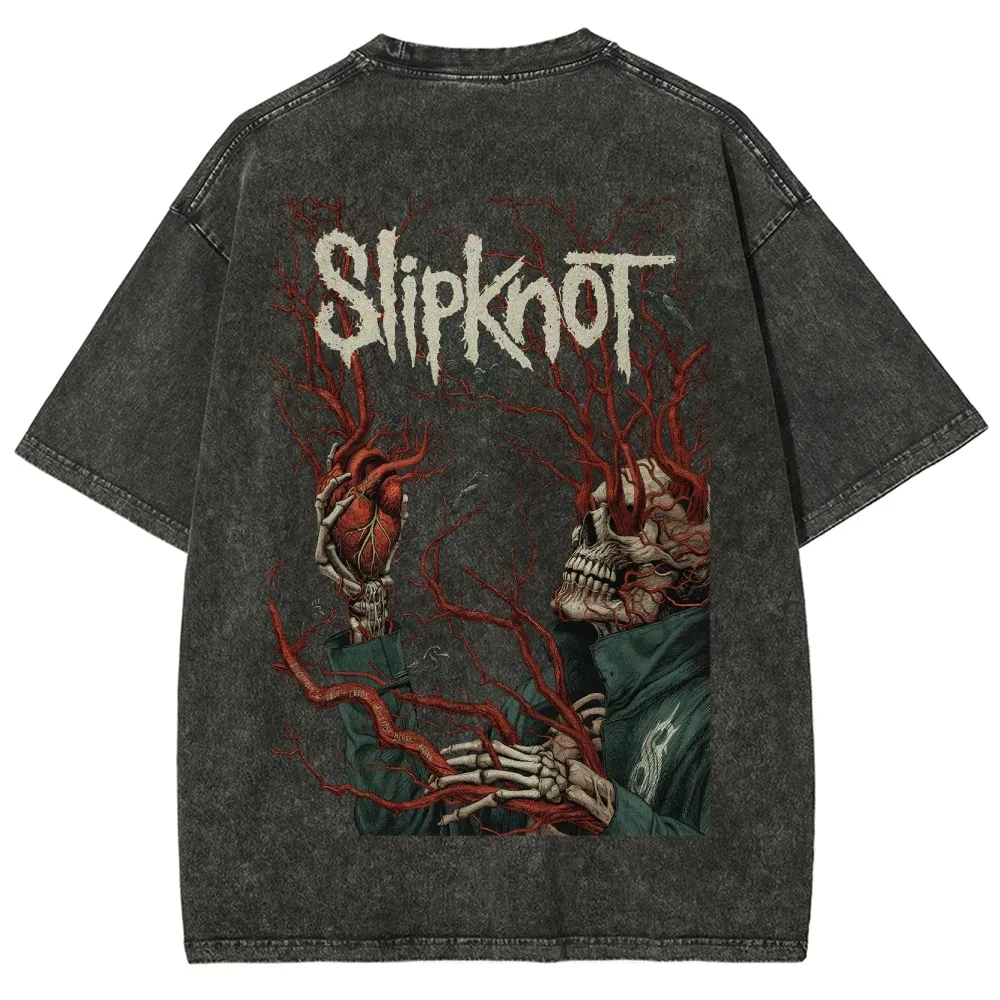 Unisex Fit Slipknot Washed T-Shirt, Oversized, bedruckt, Rundhals, gewaschenes T-Shirt – Detail 5