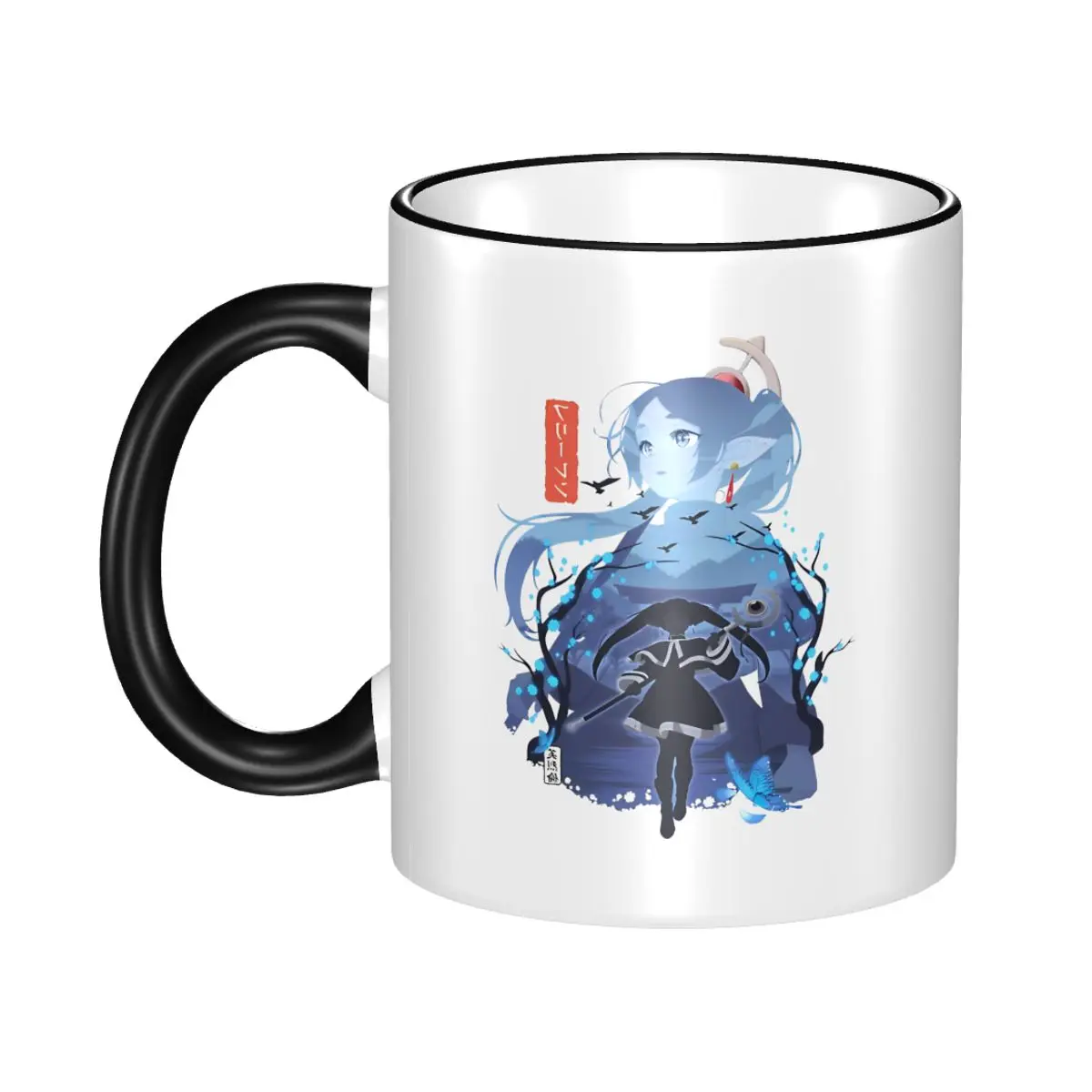 

Frieren Silhouette Journeys End Coffee Mugs Funny Sousou No Frieren Tea Cups For Office