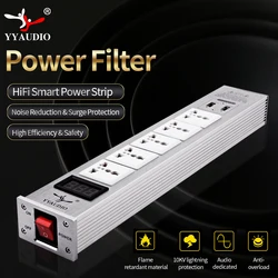 2500W EU AC Plug Power Strip Safety Switch Hi-End European Standard Plug Socket Network Filte Audio Noise With USB C Charging