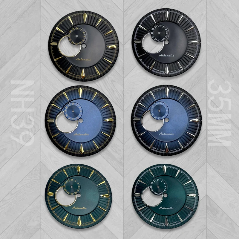 قرص NH39 بشعار كوكتيل S مقاس 35 مم متوافق مع أجزاء الساعة الميكانيكية غير المضيئة لحركة NH39