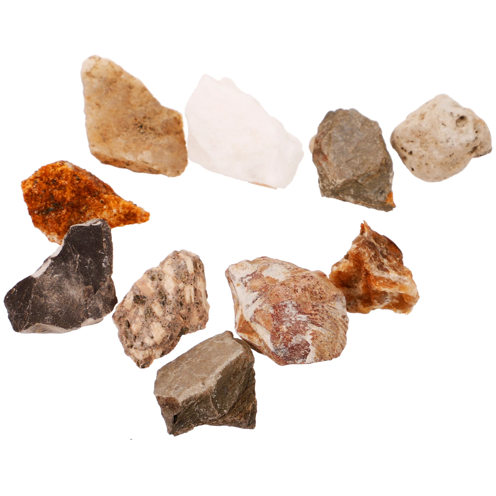 

10pcs Rock Specimen Teaching Aids Natural Mineral Decorative Stones Geological Educational Tools Kit for Collection