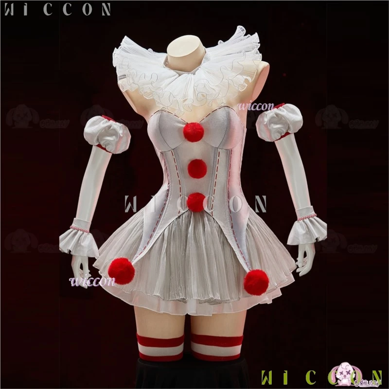 فستان تنكري لفيلم الهالوين المهرج Pennywise Doujin زي Genderswap رعب مخيف مثير فستان نسائي كرنفال لعب الأدوار #5