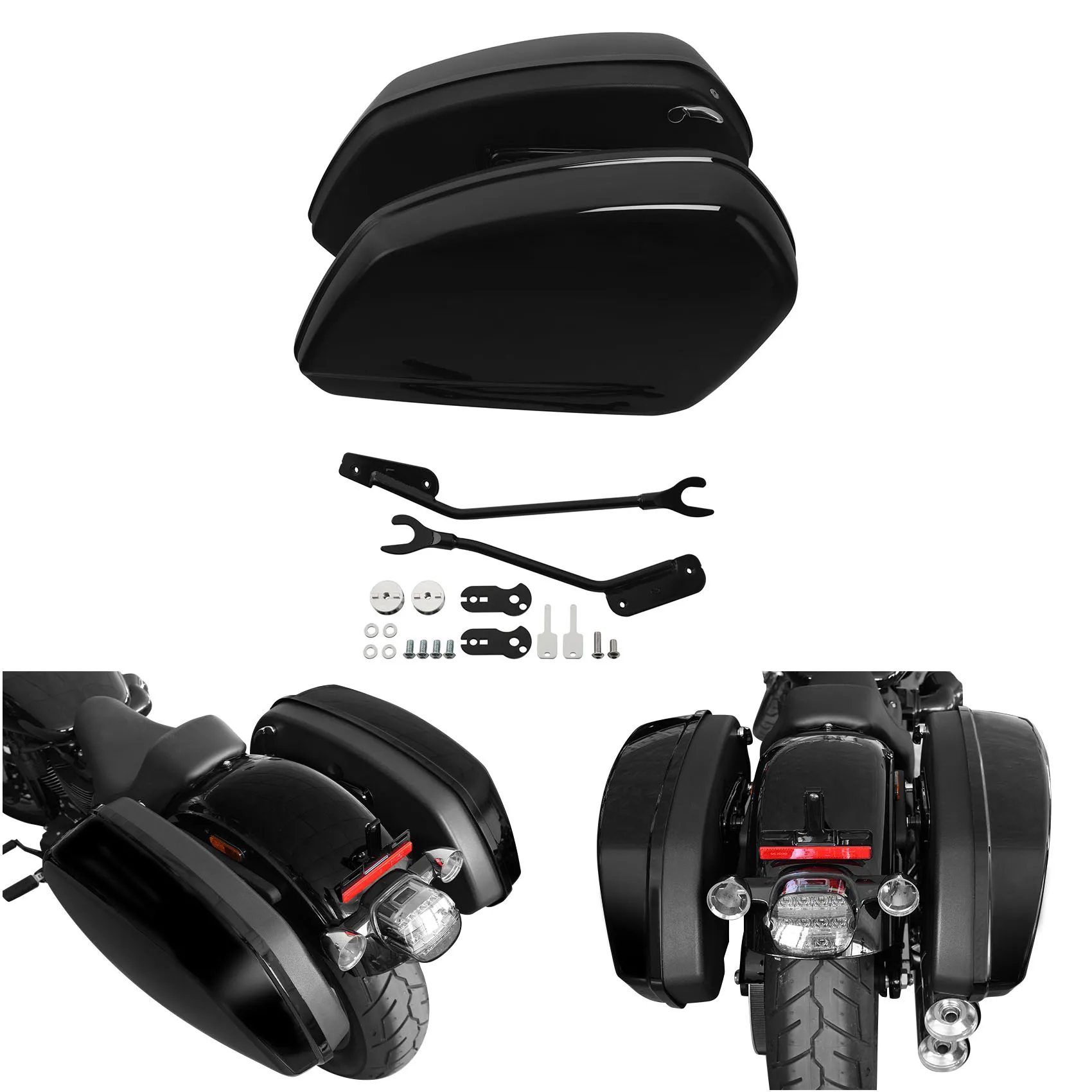 Błyszczące czarne torby siodłowe do Harley Softail Low Rider ST FXLRST 2022-2024 2023 bagażnik motocyklowy bagażnik
