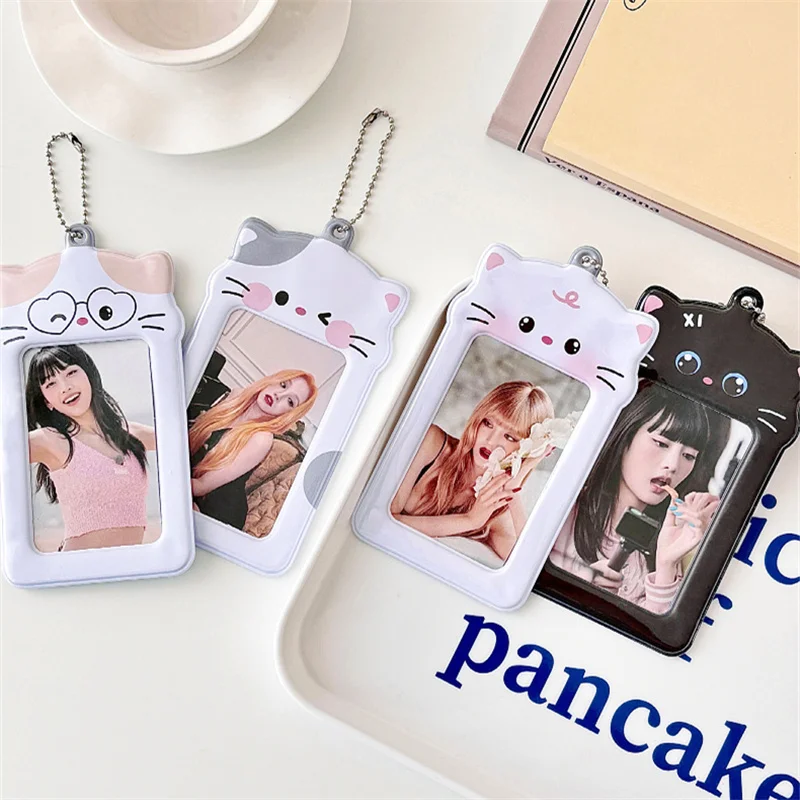 Cute Cat 3 Inch Pvc Photo Card Holder Lomo Card Postcard StorageAlbum Photo Collection Cardphoto Card Packaging Supplies