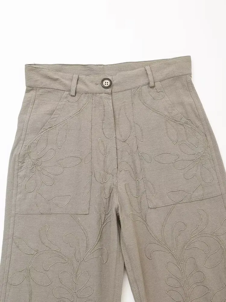 Pantalones de Joker ajustados bordados para Mujer, pantalón Retro de cintura alta con cremallera, moda y ocio, novedad de 2024