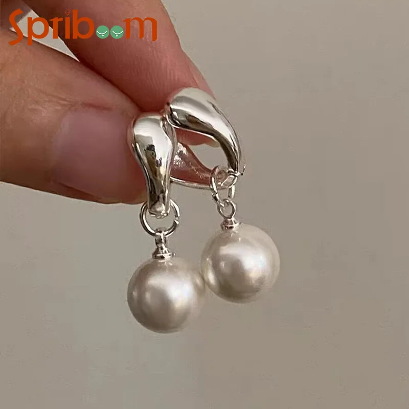 Imitation Pearl Earrings for Women Trendy Detachable Drop Earring French Elegant Geometric Jewelry Female Party Accessories