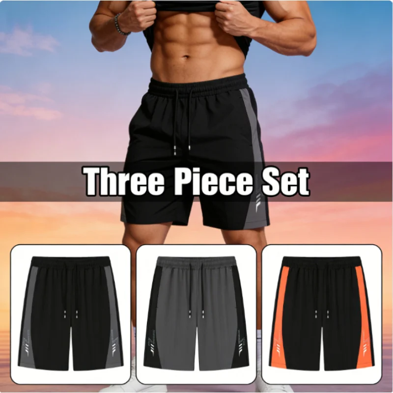 

Men's 3 Pack Ice Silk Workout Shorts Breathable Quick Dry Lightweight Athletic Running Fitness Gym Outdoor Casual