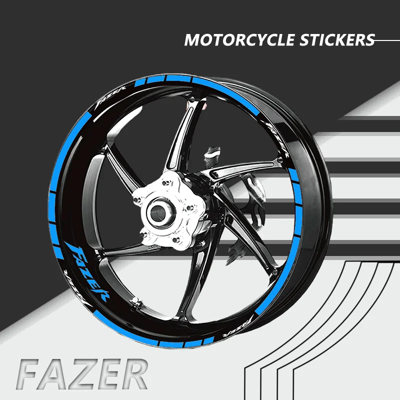 fazer Motorcycle Waterproof Tire Rim Outer Edge Stripes Decals For FAZER FZ1 FZ6 FZ8 Fazer fz1 Wheels Reflective Tapes Stickers