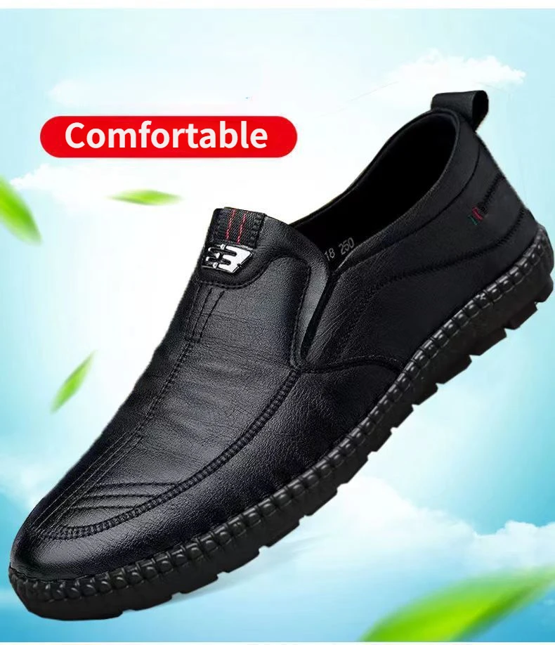 Mens Leather Loafers Non Slip Walking Flats Breathable Outdoor Slip on Casual Shoes for Male Work Office Driving Sneakers2