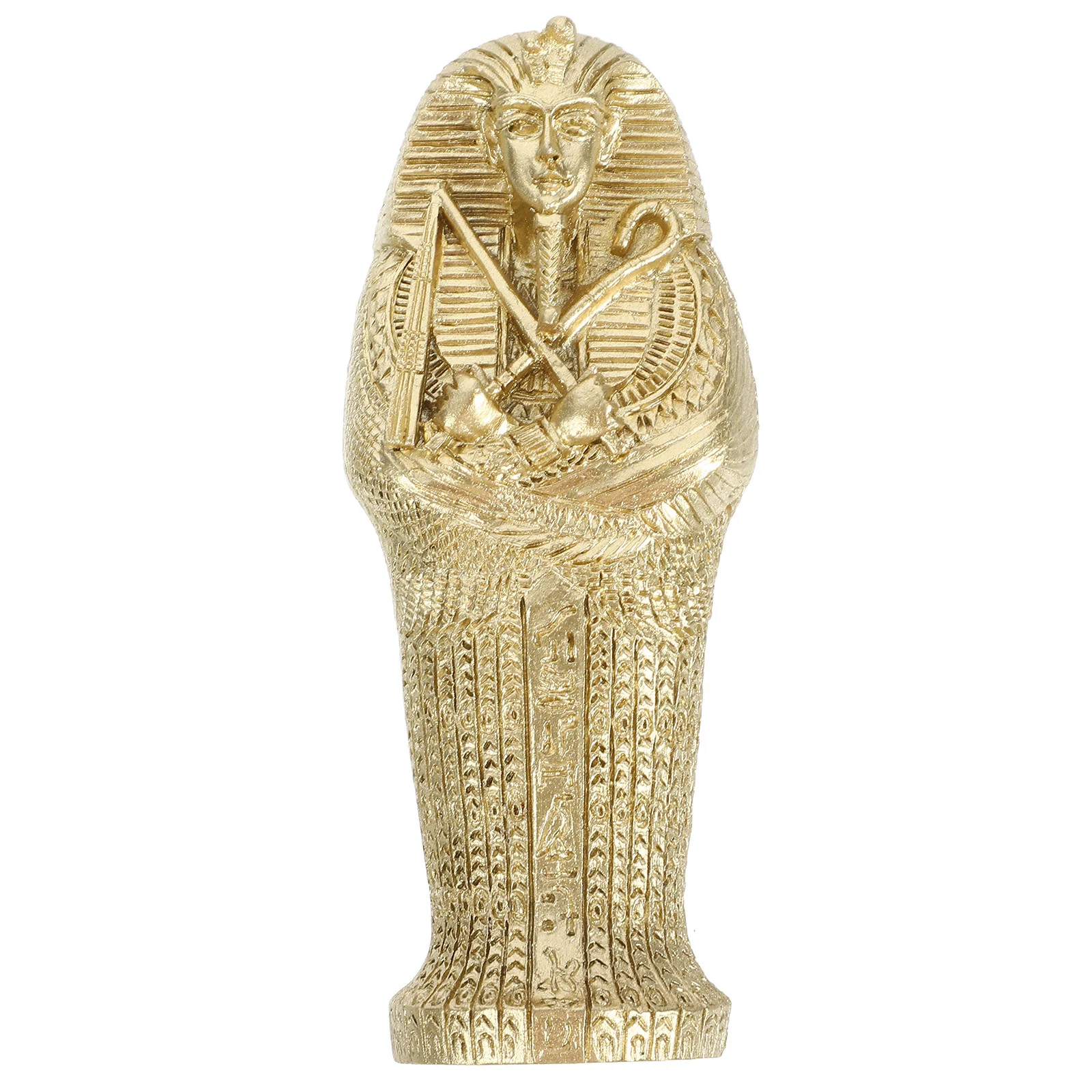 

Egyptian Pharaoh Resin Sculpture Coffin Historical Deco Style Desktop Ornament Home Office Egyptian Decoration