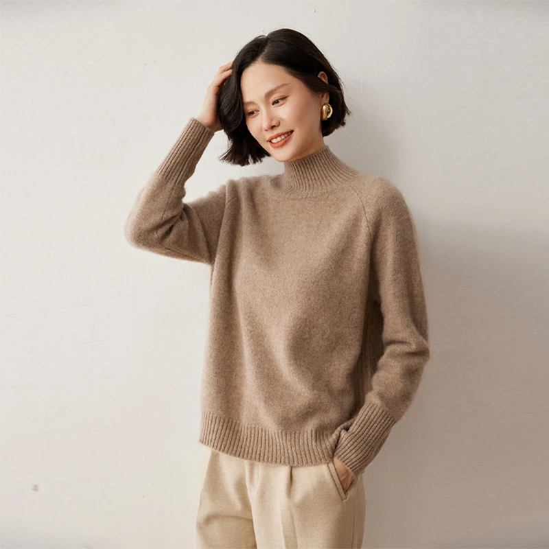 2023 Autumn Winter New 100% Cashmere Knit Pullover Women\'s High Quality Thicken Long Sleeve Sweater Female Loose Large Size Tops