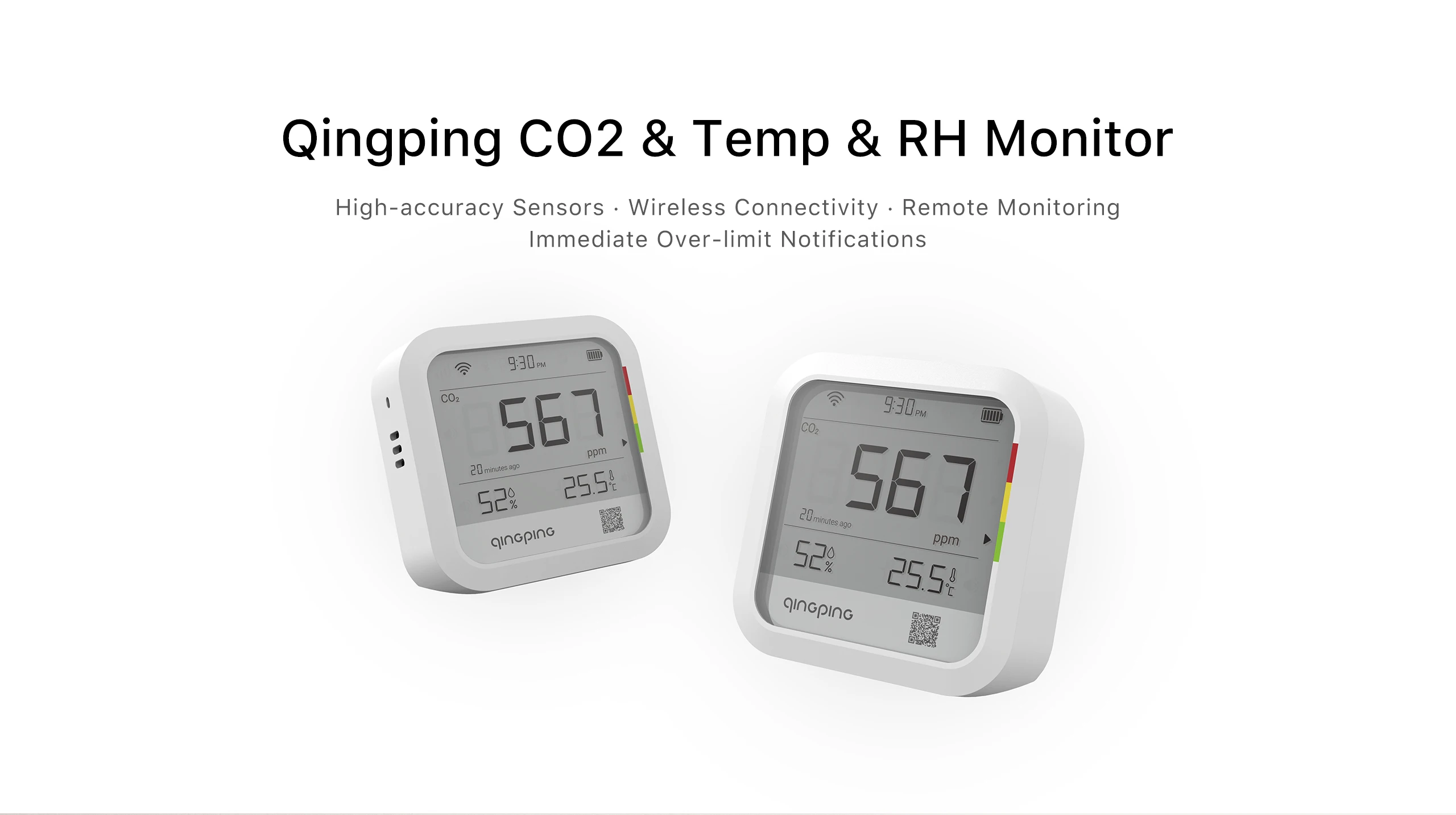 Qingping Thermometer Hygrometer CO2-Detektor, Fernüberwachung, Temperatur- und Luftfeuchtigkeitsüberwachung, schnelle Alarmbenachrichtigung, Aufladen – Detail 1