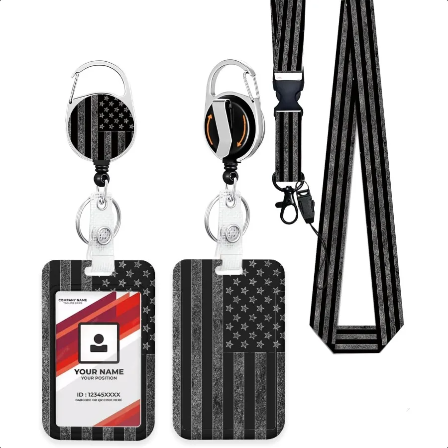 

ID Badge Holder with Retractable Badge Reel Clip Detachable Lanyards for ID Badges Vertical ID Card Holder for Women Men s Doct