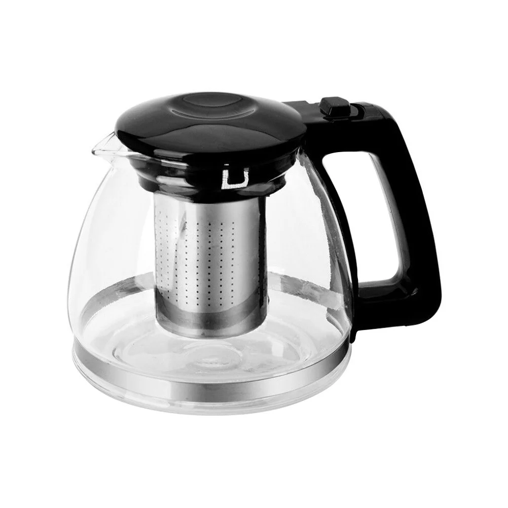 

1L Stainless Steel Tea Kettle Glass Teapot with Infuser for Home Office Use Smooth Pour Spout Ergonomic Handle Filter Bloom