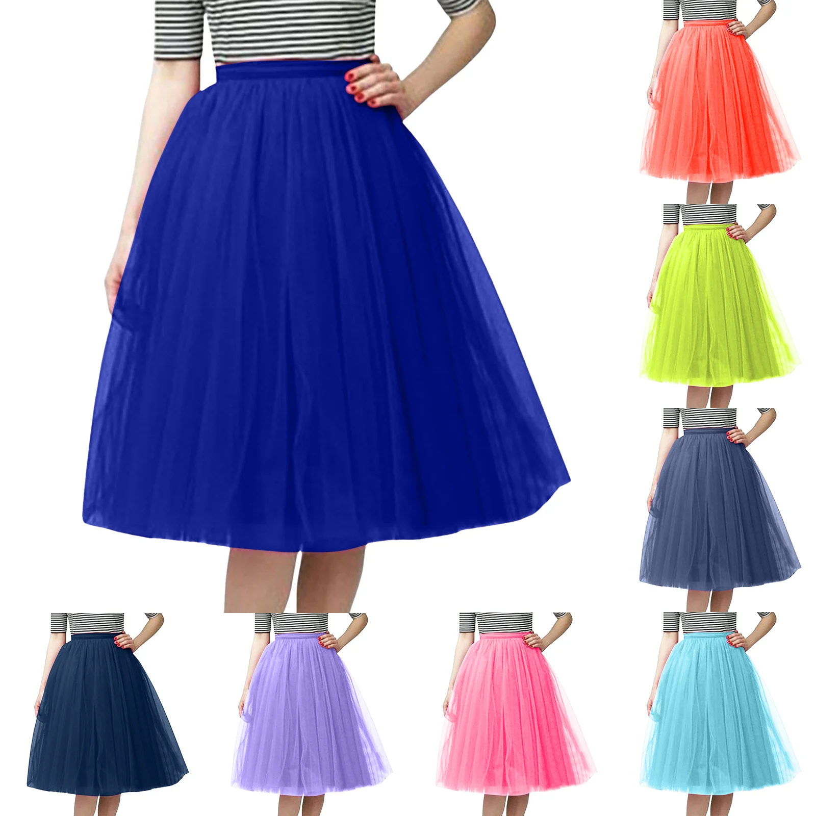 

Women's Mesh Puffy Prom Skirt Solid Colour Elegant Adult Pleated Knee Length Dancing Tutu Skirt Mardi Gras Party Half Skirts