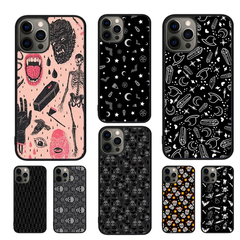 Skull Gothic Creepy Pastel Goth Mobile Phone Cases Cover For iPhone 16 15 14 12 13 mini 11 Pro MAX apple 6 7 8 Plus SE2020