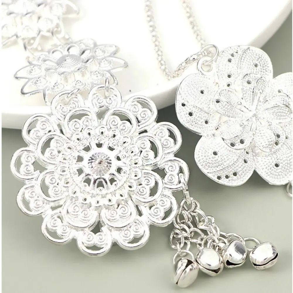 التقليدية المعادن العرقية نمط حزام الفضة جرس زهرة معدنية الخصر سلسلة المعصم مجوهرات شرابة الذهب حزام الطرف الديكور