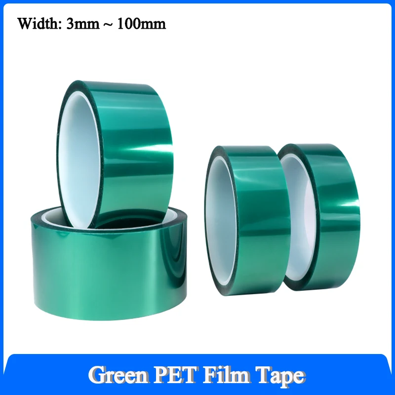 PET Film Tape High Temperature 33m/roll Green 3mm ~ 100mm Heat Resistant PCB Solder SMT Plating Shield Insulation Protection