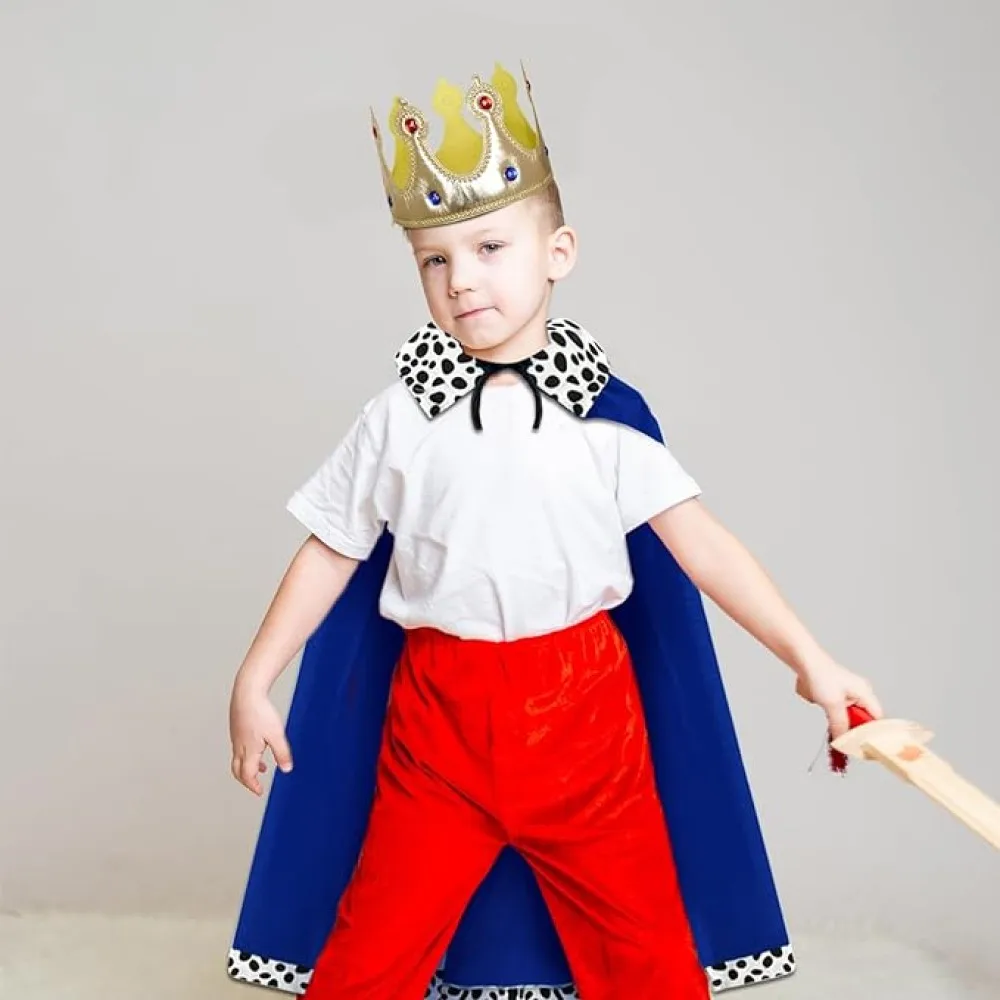 King Halloween Costume Crowns for Kids Red Robe Blue Robe Children Dress Up Hat Crown Cosplay Performances Party Accessory