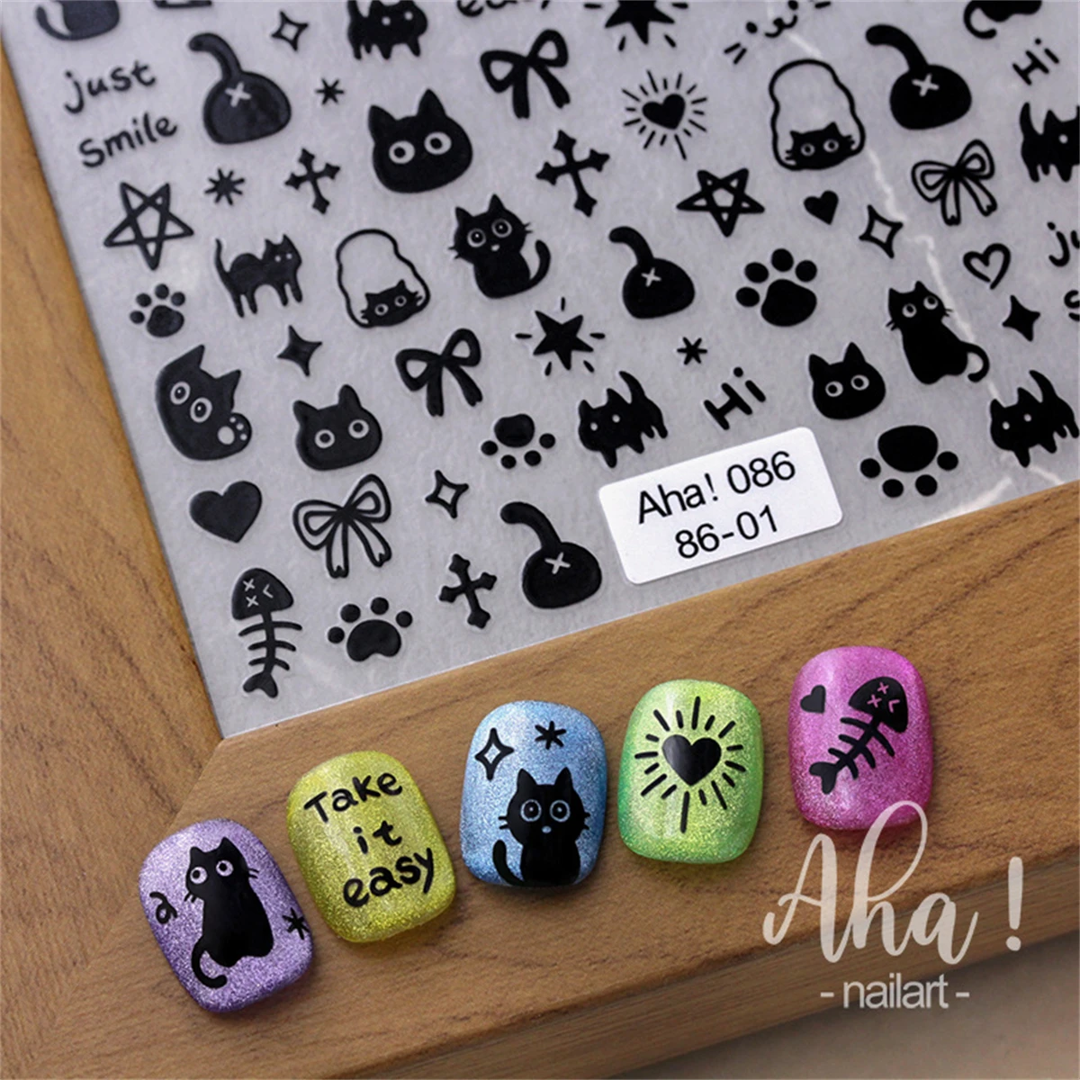 1 stücke kawaii Katze Kaninchen Linien Nagel kunst Aufkleber Cartoon einfache Tiere selbst klebende Nagel dekorationen Schieber Aufkleber DIY liefert